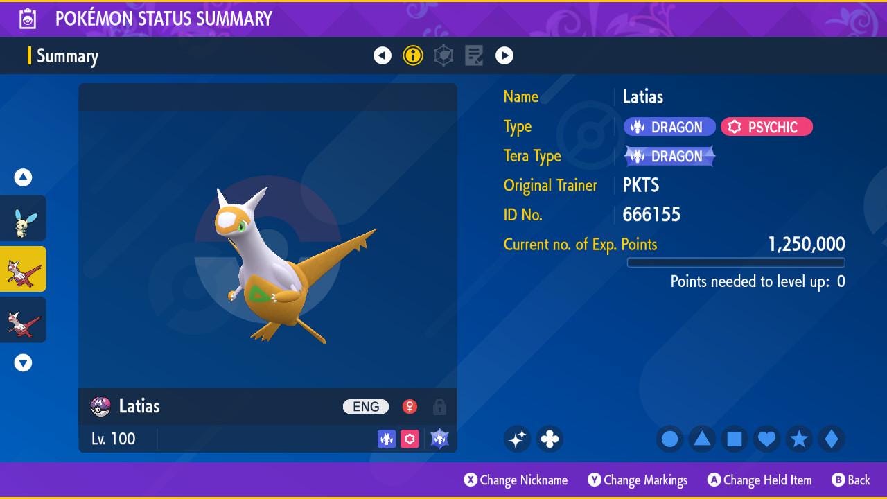 SHINY 6IV LATIAS / Pokémon Scarlet and Violet / Legendary Pokemon / Shiny Pokemon / Competitive Battle Ready / Free Shiny / EV Trained