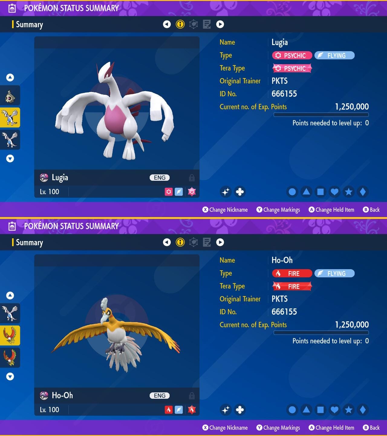 SHINY Lugia, Ho-Oh Bundle Pack 6IV EV / Pokémon Scarlet and Violet / 6IV Pokemon / Shiny Pokemon / Free Shiny / EV Trained