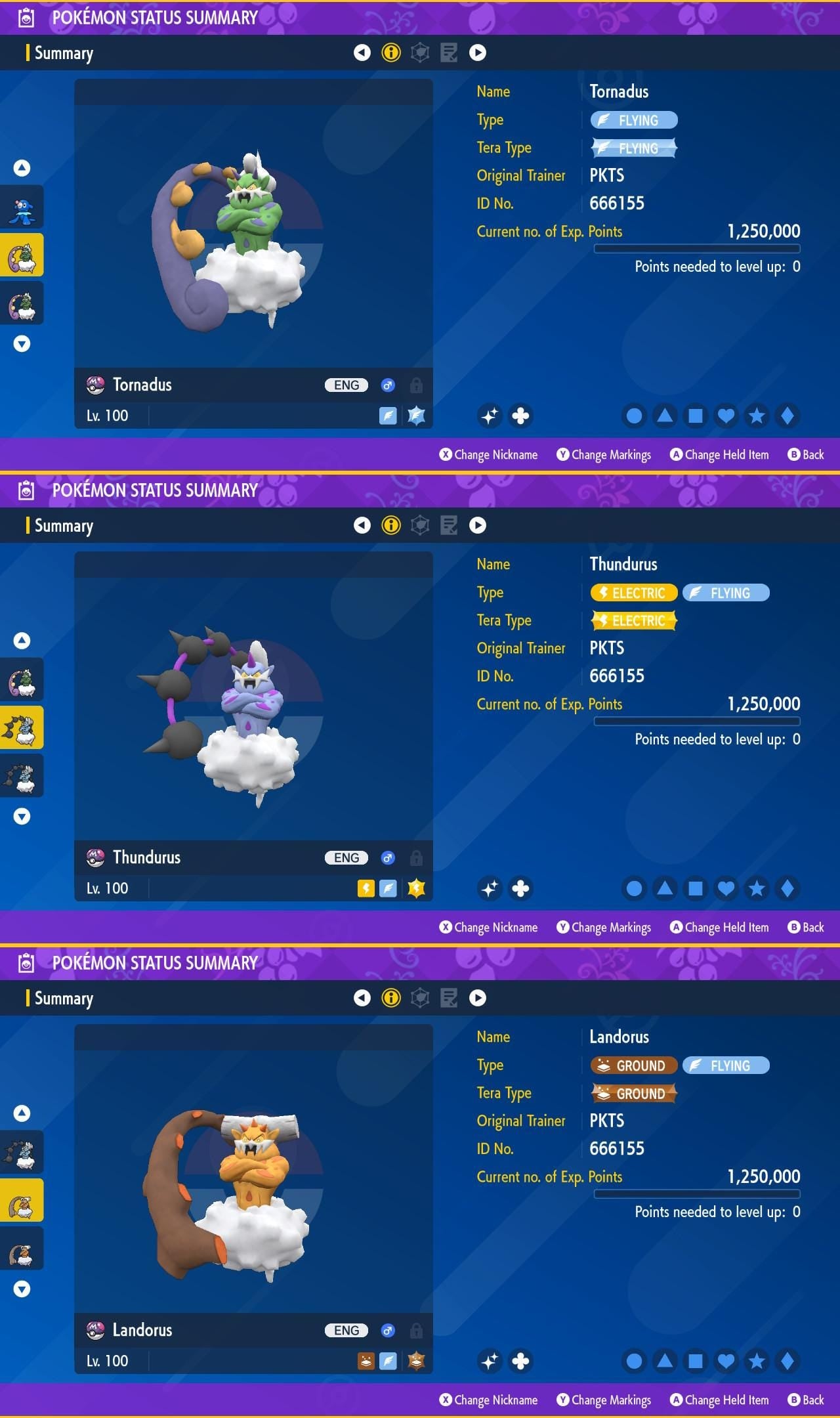 SHINY Tornadus, Thundurus, Landorus Bundle Pack 6IV EV / Pokémon Scarlet and Violet / 6IV Pokemon / Shiny Pokemon / Free Shiny / EV Trained