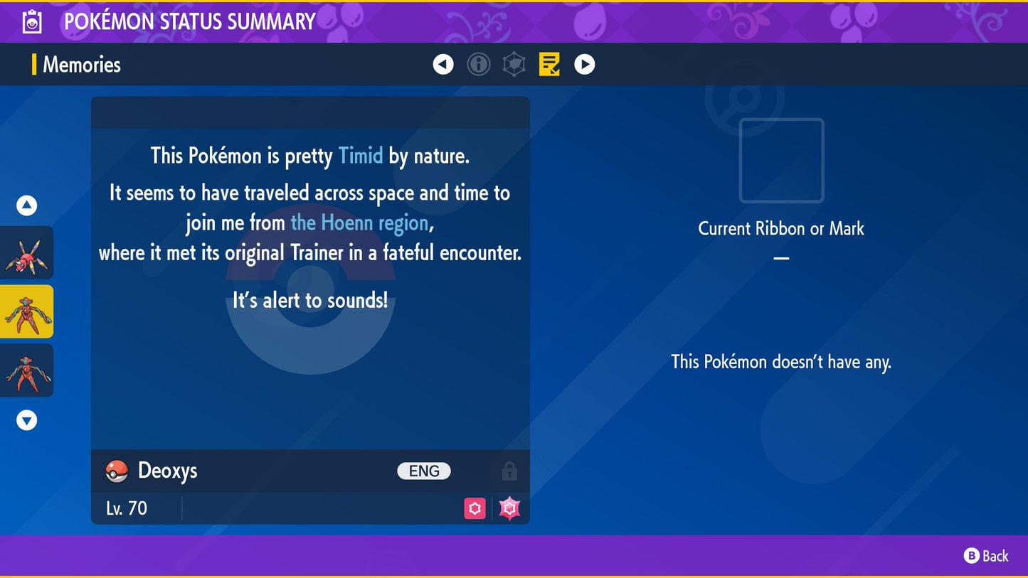 Event DEOXYS SPACE C | Lv.70 Original Pokémon | Scarlet & Violet + HOME Compatible | Timid Nature | Bonus Gift Included