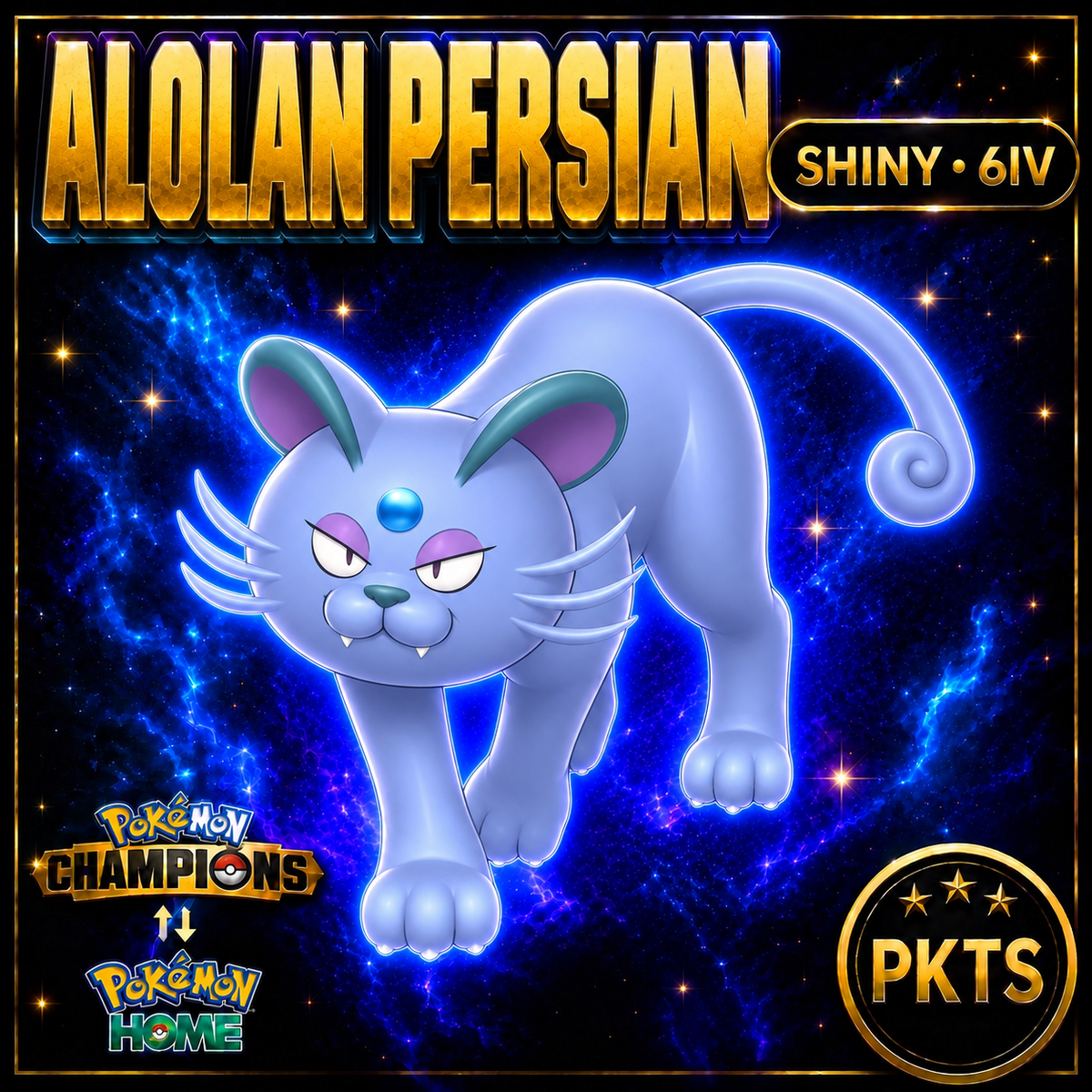 Shiny Alolan Persian Pokémon Champions 6IV Competitive Battle Ready - Image 1