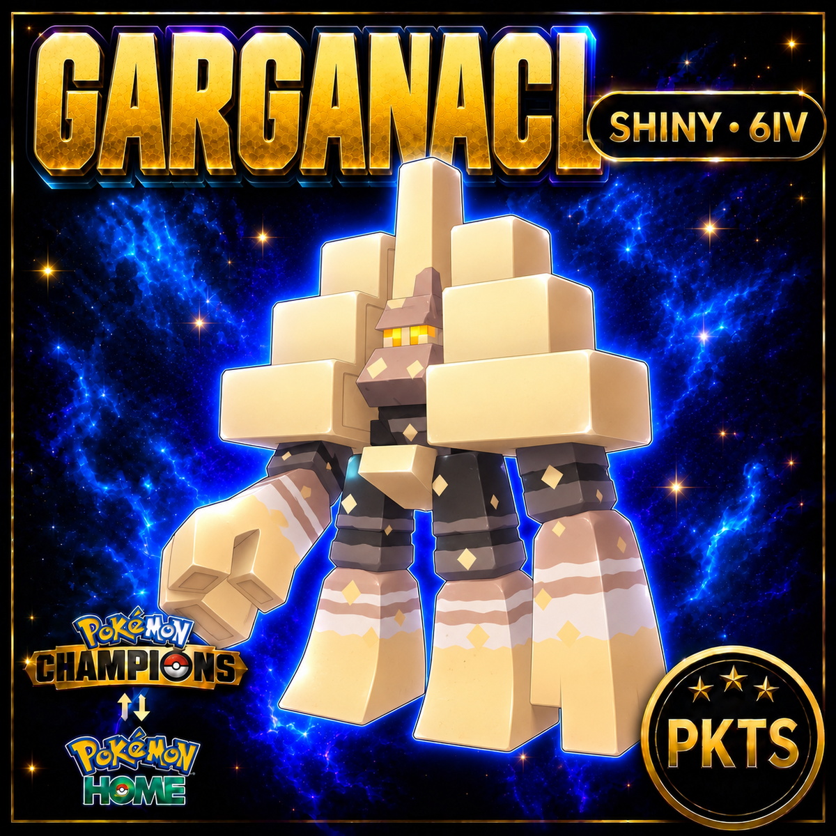 Shiny Garganacl Pokémon Champions 6IV Competitive Battle Ready - Image 1