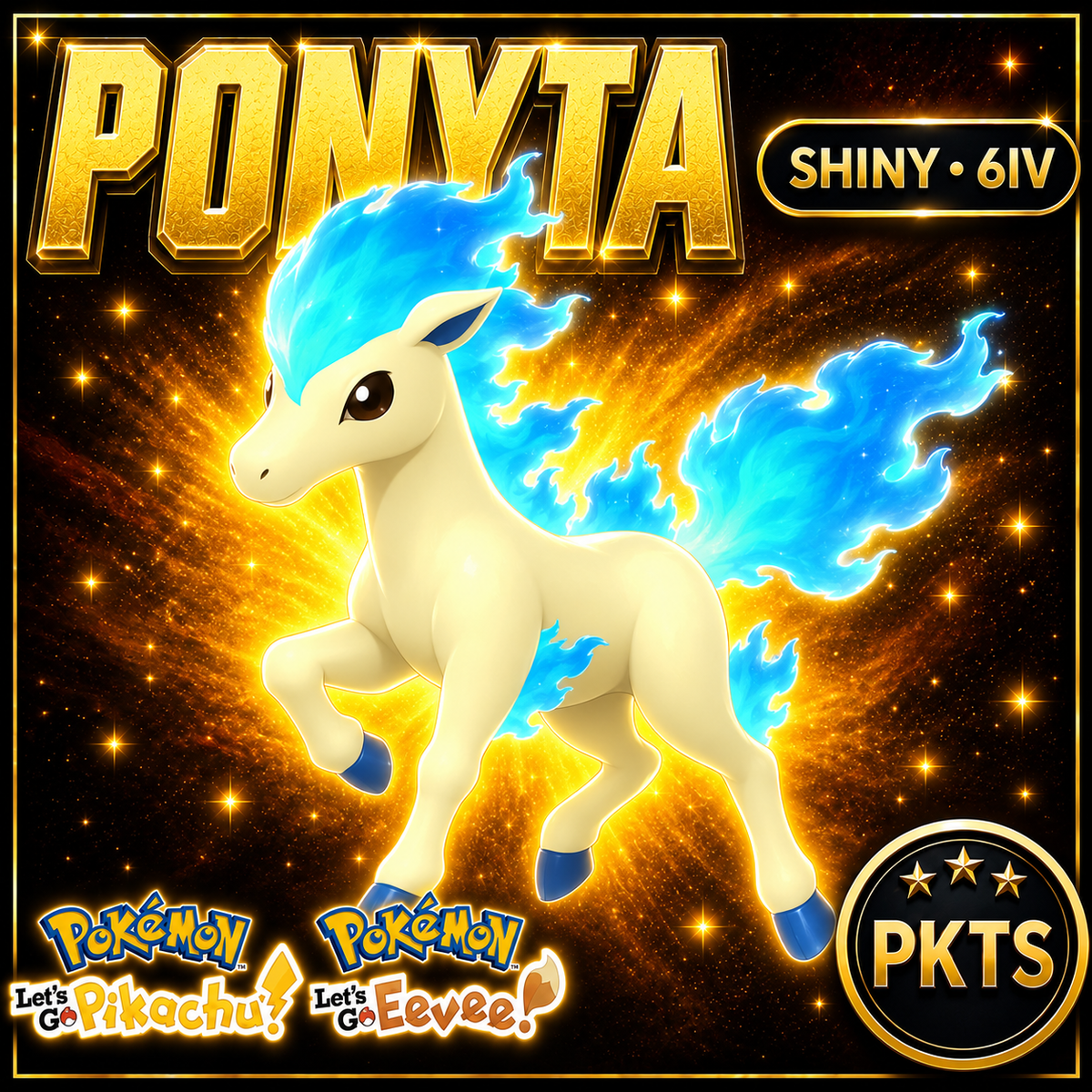 Shiny Ponyta 6IV — Pokémon Let’s Go Pikachu & Let’s Go Eevee — PKTS