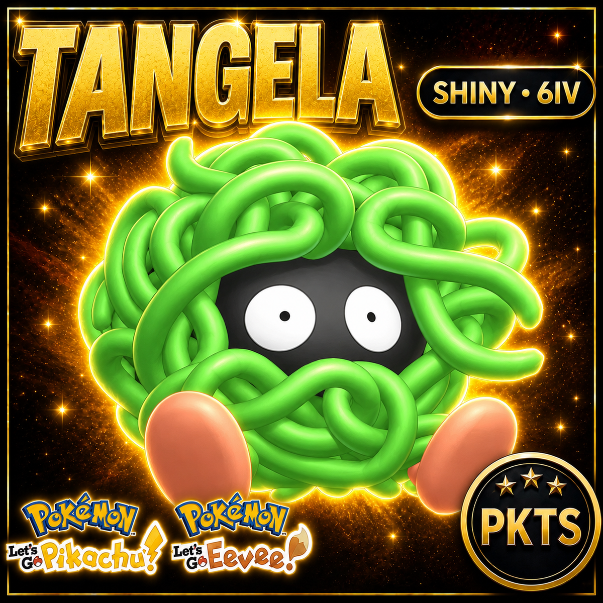 Shiny Tangela for Pokémon Let’s Go Pikachu and Let’s Go Eevee, 6IV – PKTS