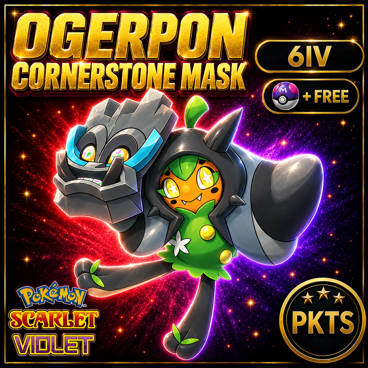 Non-Shiny Ogerpon Cornerstone Mask 6IV Pokémon Scarlet Violet Link Trade | PKTS