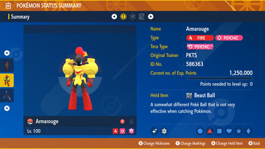 SHINY 6IV ARMAROUGE / Pokémon Scarlet and Violet / 6IV Pokemon / Shiny Pokemon / Competitive / Fast Trade / Pokerus / Rare Pokemon