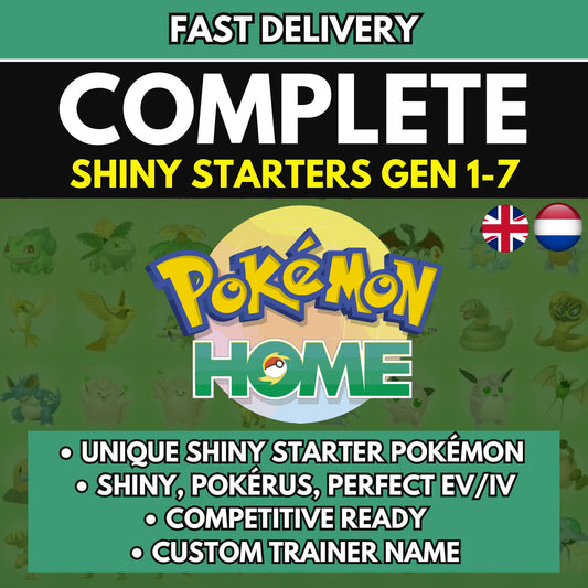 Pokemon HOME 6IV SHINY STARTERS / Pokemon Scarlet Violet / Pokemon Sword Shield / Pokemon Let's Go / Pokemon BdSp / Pokemon Legends Arceus