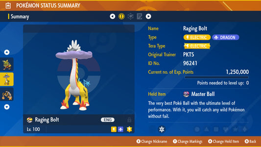 Non-SHINY 6IV RAGING BOLT Ev Trained | Scarlet & Violet Pokémon | Battle Ready Competitive | Free Bonus Shiny | 50% Off Now