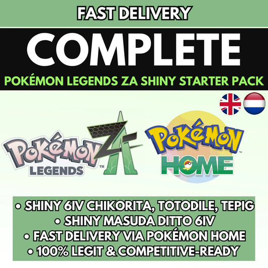 Pokémon Legends ZA Shiny Starter Pack + Masuda Ditto / Chikorita, Totodile, Tepig / HOME Instant Delivery Breeding Bundle