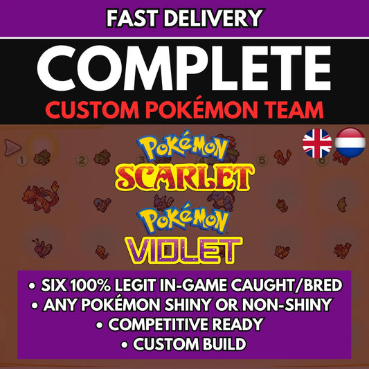 6IV CUSTOM POKÉMON Team / Pokémon Scarlet and Violet / Choose Pokemon, Shiny, Level, EV's, Nature, Gender, Moves / Free Shiny /