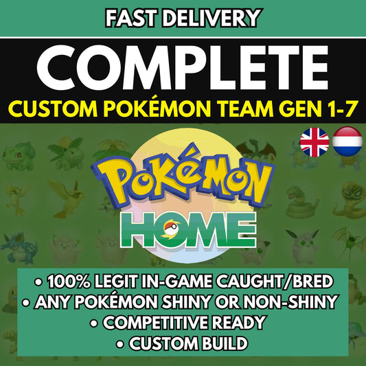 6IV CUSTOM POKÉMON Team (Gen 1-7) / Pokémon Home / Choose Pokemon, Shiny, Level, EV's, Nature, Gender, Moves / Free Shiny /