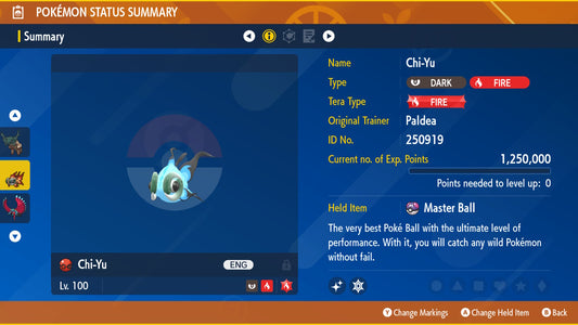 Shiny 6IV CHI-YU Paldea Event EV Trained | Scarlet & Violet Pokémon | Battle Ready Competitive | Free Bonus Shiny | 50% Off Now