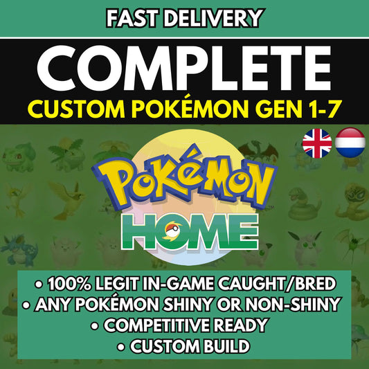 6IV CUSTOM POKÉMON (Gen 1-7) / Pokémon Home / Choose Pokemon, Shiny, Level, EV's, Nature, Gender, Moves / Free Shiny /