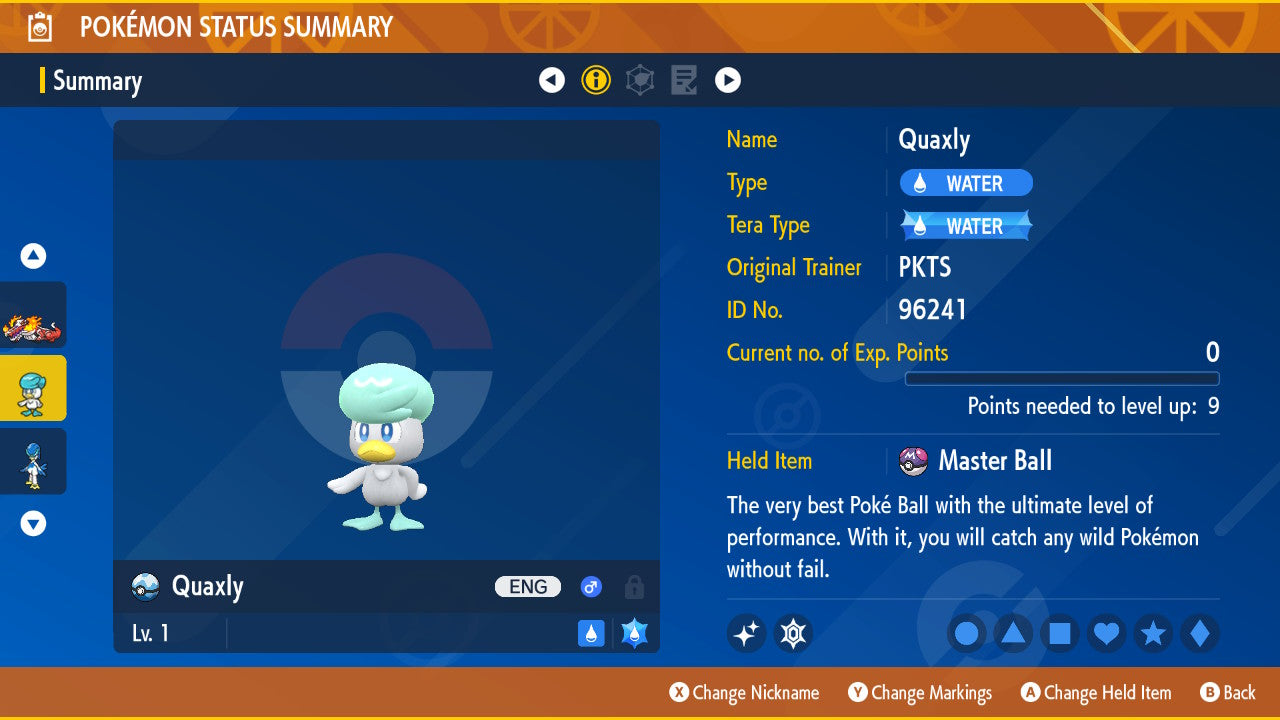 SHINY 6IV QUAXLY / Pokémon Scarlet and Violet / 6IV Pokemon / Shiny Pokemon / Competitive / Fast / Pokerus / Rare Pokemon