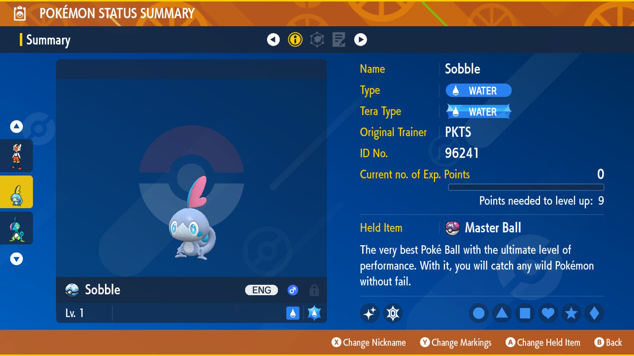 SHINY 6IV SOBBLE / Pokémon Scarlet and Violet / 6IV Pokemon / Shiny Pokemon / Competitive / Fast / Pokerus / Rare Pokemon