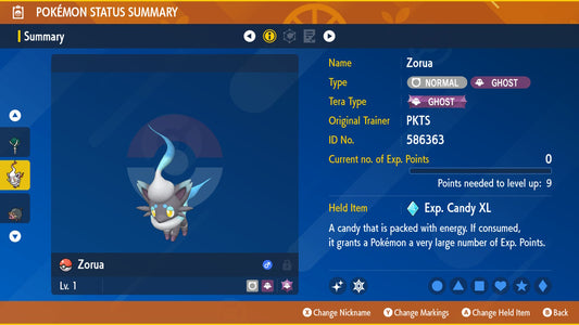 SHINY 6IV Hisuian ZORUA / Pokémon Scarlet and Violet / 6IV Pokemon / Shiny Pokemon / Competitive / Fast / Pokerus / Rare Pokemon