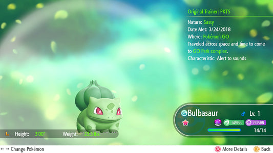 SHINY 6IV Bulbasaur EV Trained | Pokémon Let’s Go Pikachu & Eevee | Battle Ready Competitive | Free Bonus Shiny | 50% Off Now