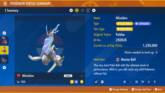 Shiny 6IV MIRAIDON GameStop Exclusive Paldea Event EV Trained | Scarlet & Violet Pokémon | Battle Ready | Free Bonus Shiny | 50% Off Now