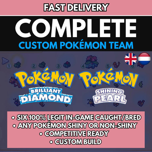 6IV CUSTOM POKÉMON Team / Pokémon Brilliant Diamond & Shining Pearl / Choose Pokemon, Shiny, Level, EV's, Nature, Gender, Moves / Free Shiny