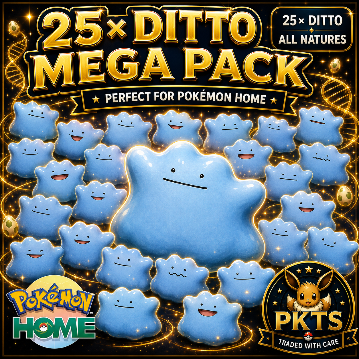 All 25 Natures Shiny Ditto 6IV Pokemon HOME, Foreign Japanese Masuda Breeding Pack, Complete Ditto Collection, Use in Any Game