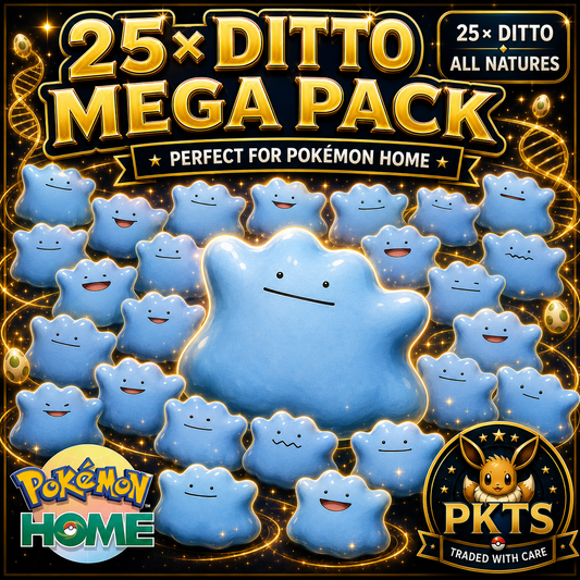 All 25 Natures Shiny Ditto 6IV Pokemon HOME, Foreign Japanese Masuda Breeding Pack, Complete Ditto Collection, Use in Any Game