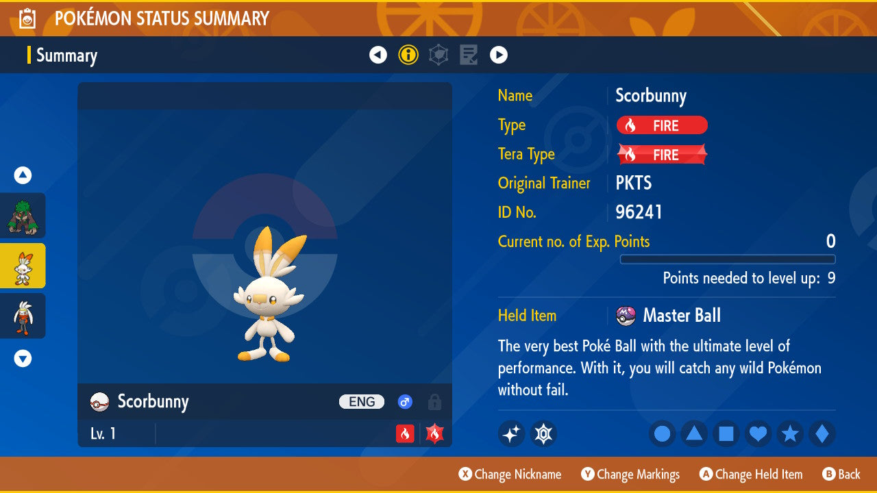 SHINY 6IV SCORBUNNY / Pokémon Scarlet and Violet / 6IV Pokemon / Shiny Pokemon / Competitive / Fast / Pokerus / Rare Pokemon