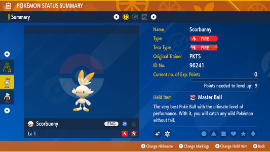 SHINY 6IV SCORBUNNY / Pokémon Scarlet and Violet / 6IV Pokemon / Shiny Pokemon / Competitive / Fast / Pokerus / Rare Pokemon
