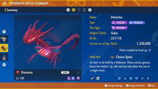 SHINY 6IV ETERNATUS / Pokémon Scarlet and Violet / 6IV Pokemon / Shiny Pokemon / Competitive / Fast Trade / Pokerus / Rare Pokemon