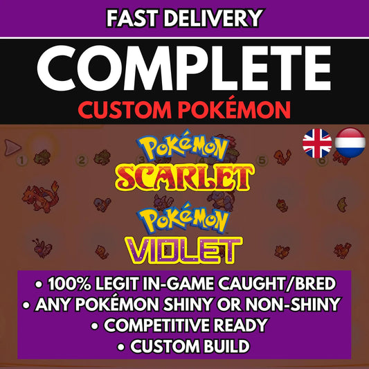 6IV CUSTOM POKÉMON / Pokémon Scarlet and Violet / Choose Pokemon, Shiny, Level, EV's, Nature, Gender, Moves / Free Shiny /