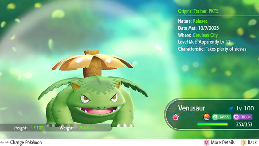 SHINY 6IV Venusaur EV Trained | Pokémon Let’s Go Pikachu & Eevee | Battle Ready Competitive | Free Bonus Shiny | 50% Off Now