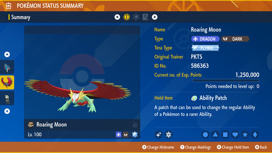 SHINY 6iv ROARING MOON / Pokémon Scarlet and Violet / 6IV Pokemon / Shiny Pokemon / Competitive / Fast / Pokerus / Rare Pokemon