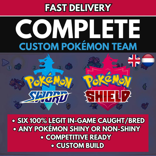 6IV CUSTOM POKÉMON Team / Pokémon Sword and Shield / Choose Pokemon, Shiny, Level, EV's, Nature, Gender, Moves / Free Shiny /