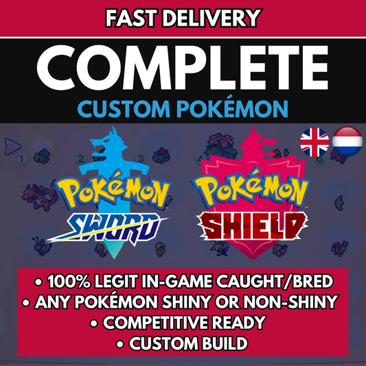 6IV CUSTOM POKÉMON / Pokémon Sword and Shield / Choose Pokemon, Shiny, Level, EV's, Nature, Gender, Moves / Free Shiny /