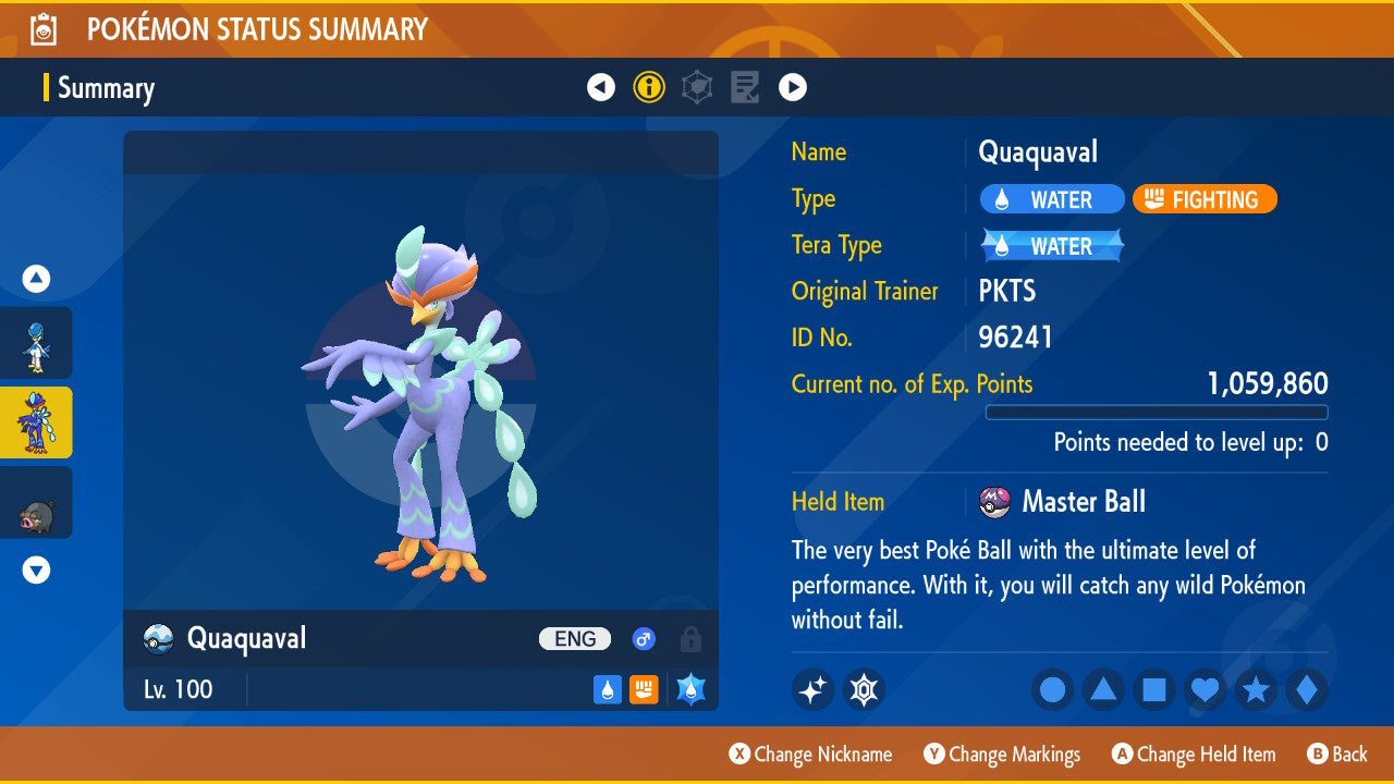 SHINY 6IV QUAQUAVAL / Pokémon Scarlet and Violet / 6IV Pokemon / Shiny Pokemon / Competitive / Fast / Pokerus / Rare Pokemon