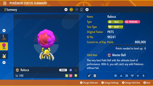 SHINY 6IV RABSCA / Pokémon Scarlet and Violet / 6IV Pokemon / Shiny Pokemon / Competitive / Fast / Pokerus / Rare Pokemon