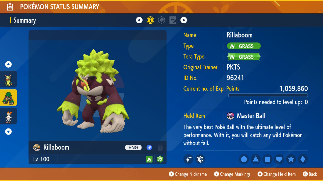 SHINY 6IV RILLABOOM / Pokémon Scarlet and Violet / 6IV Pokemon / Shiny Pokemon / Competitive / Fast / Pokerus / Rare Pokemon