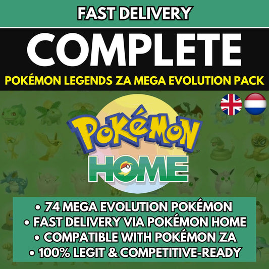 HOME TRANSFER Pokemon Legends Z-A 74x SHINY Mega Evolution Pack – Pre-Order / Pokémon HOME Instant Delivery / Perfect 6IV Competitive Bundle