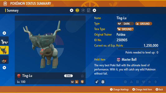 Shiny 6IV TING-LU Paldea Event EV Trained | Scarlet & Violet Pokémon | Battle Ready Competitive | Free Bonus Shiny | 50% Off Now