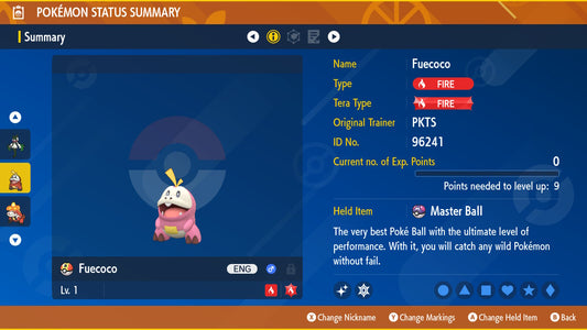 SHINY 6IV FUECOCO / Pokémon Scarlet and Violet / 6IV Pokemon / Shiny Pokemon / Competitive / Fast / Pokerus / Rare Pokemon