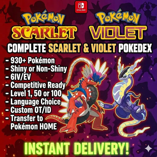 Complete Scarlet Violet Pokedex 930 Pokémon Shiny Living Dex Pokémon HOME Custom OT