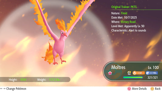 SHINY 6IV Moltres EV Trained | Pokémon Let’s Go Pikachu & Eevee | Battle Ready Competitive | Free Bonus Shiny | 50% Off Now