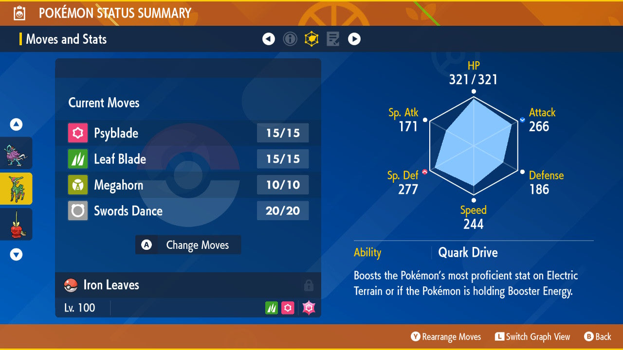 Non-SHINY 6IV IRON LEAVES Ev Trained | Scarlet & Violet Pokémon | Battle Ready Competitive | Free Bonus Shiny | 50% Off Now