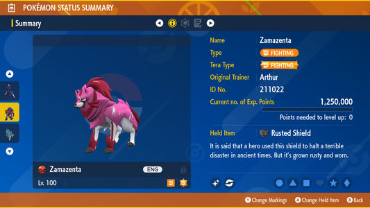 Shiny 6iv ZAMAZENTA CROWNED SHIELD / Pokémon Scarlet and Violet / 6IV Pokemon / Shiny Pokemon / Competitive / Pokerus / Rare Pokemon