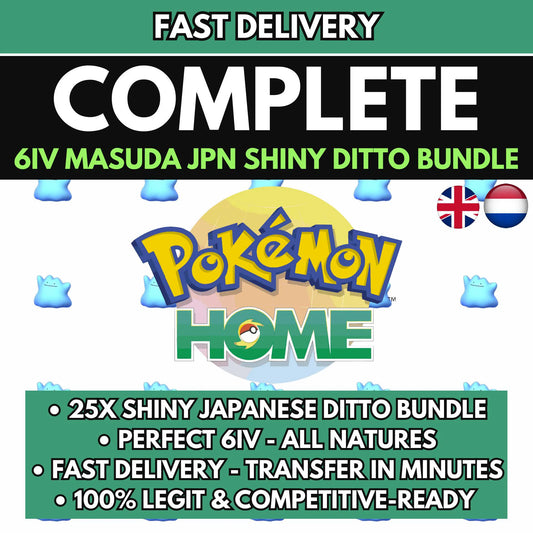25x SHINY 6IV DITTO Japanese Masuda Bundle / Pokémon Home Transfer Scarlet Violet / Perfect IV Breeding Ready Shiny Pokémon Pack