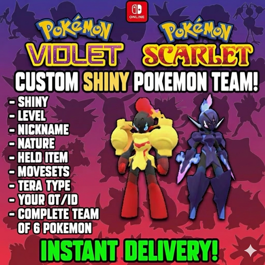 Pokemon Scarlet & Violet – PKTS Custom 6IV Legendary Shiny Team (6 Pokémon) – Any Species + Fast Delivery - Instant Delivery Trade
