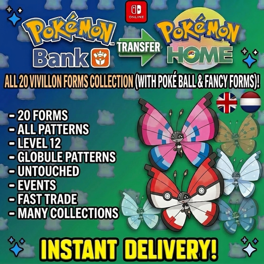 SHINY VIVILLON BUNDLE All 20 Forms Complete Collection Pokemon Home Transfer Custom Ot Scarlet Violet Compatible 30th Anniversary