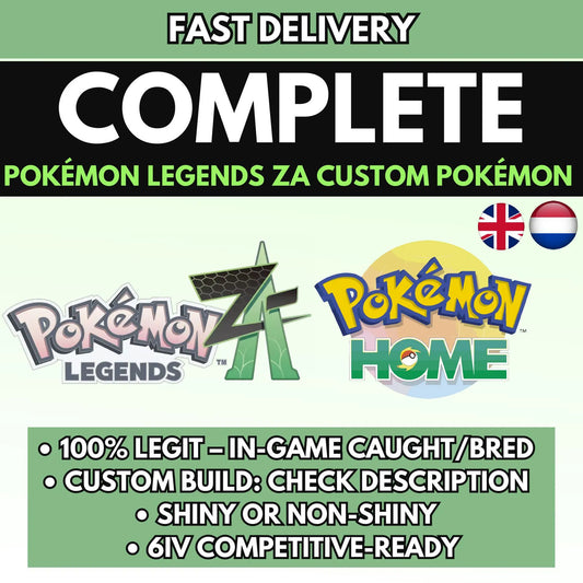 Pokémon Legends ZA 6IV CUSTOM POKÉMON (Gen 1-7) / Choose Pokemon, Shiny, Level, Ev's, Nature, Gender, Moves / Free Shiny /