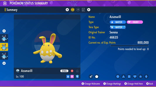 SHINY 6IV AZUMARILL / Pokémon Scarlet and Violet / 6IV Pokemon / Shiny Pokemon / Competitive Battle Ready + EVs / Free Shiny / Free Shiny