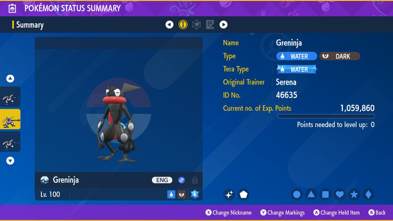 SHINY 6IV ASH GRENINJA / Pokémon Scarlet and Violet / 6IV Pokemon / Shiny Pokemon / Competitive Battle Ready + EVs / Free Shiny / Free Shiny