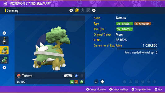 SHINY 6IV TORTERRA / Pokémon Scarlet and Violet / 6IV Pokemon / Shiny Pokemon / Competitive /  Fast Trade / Pokerus / Rare Pokemon